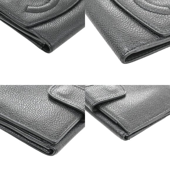 CHANEL CC Logo Compact Wallet Grained Calfskin Leather Black Vintage - Picture 10 of 16